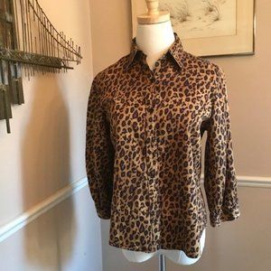 LRL  Lauren Jeans Company -  Rust/Brown/Black  Animal Print Blouse  SIze P/M